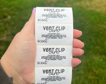 Car Freshie Vent Clip Care + Scent 2.25”x1.25” Thermal Printed Small Business Packaging Stickers