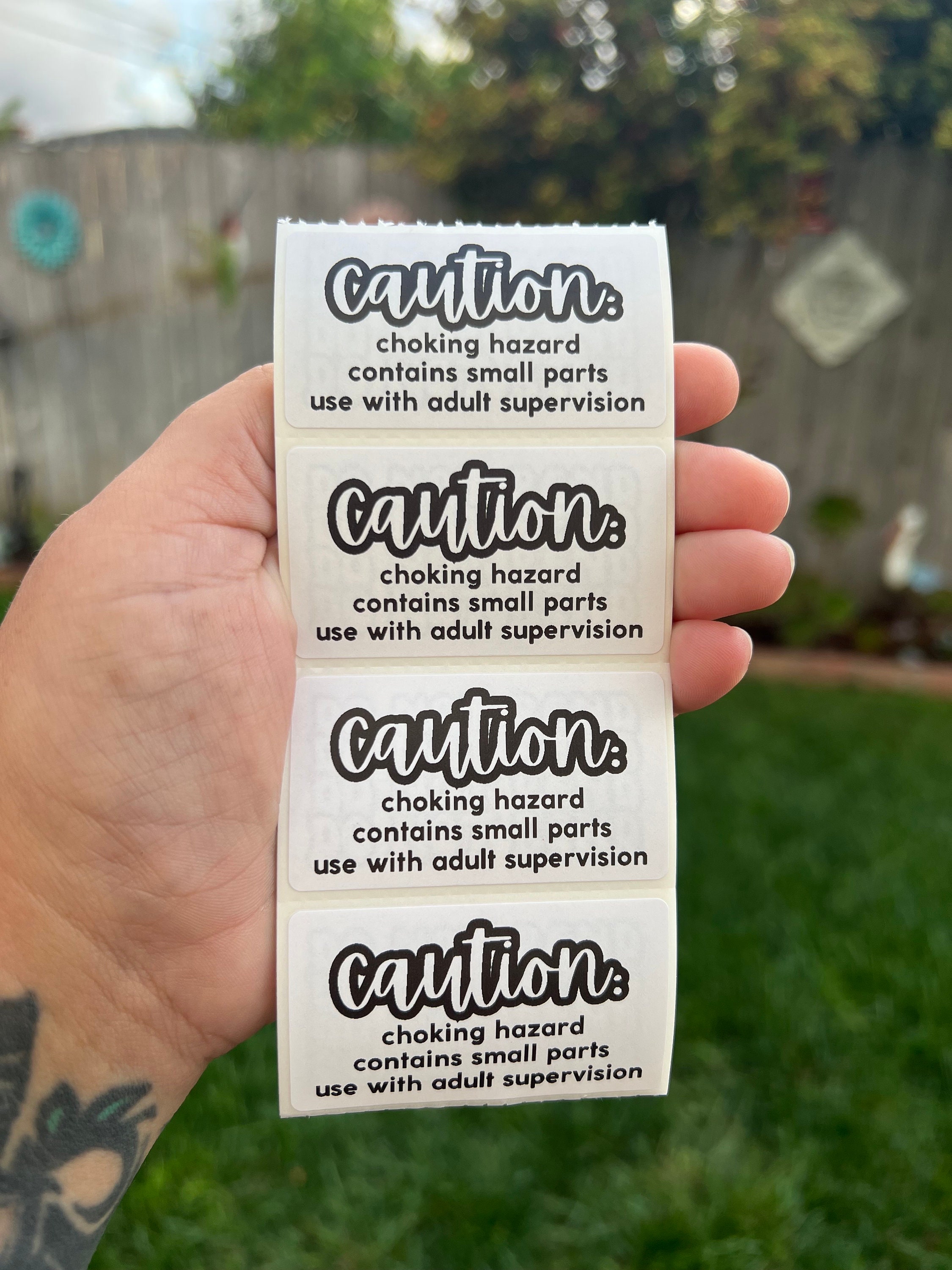 Caution Choking Hazard Stickers 2.25
