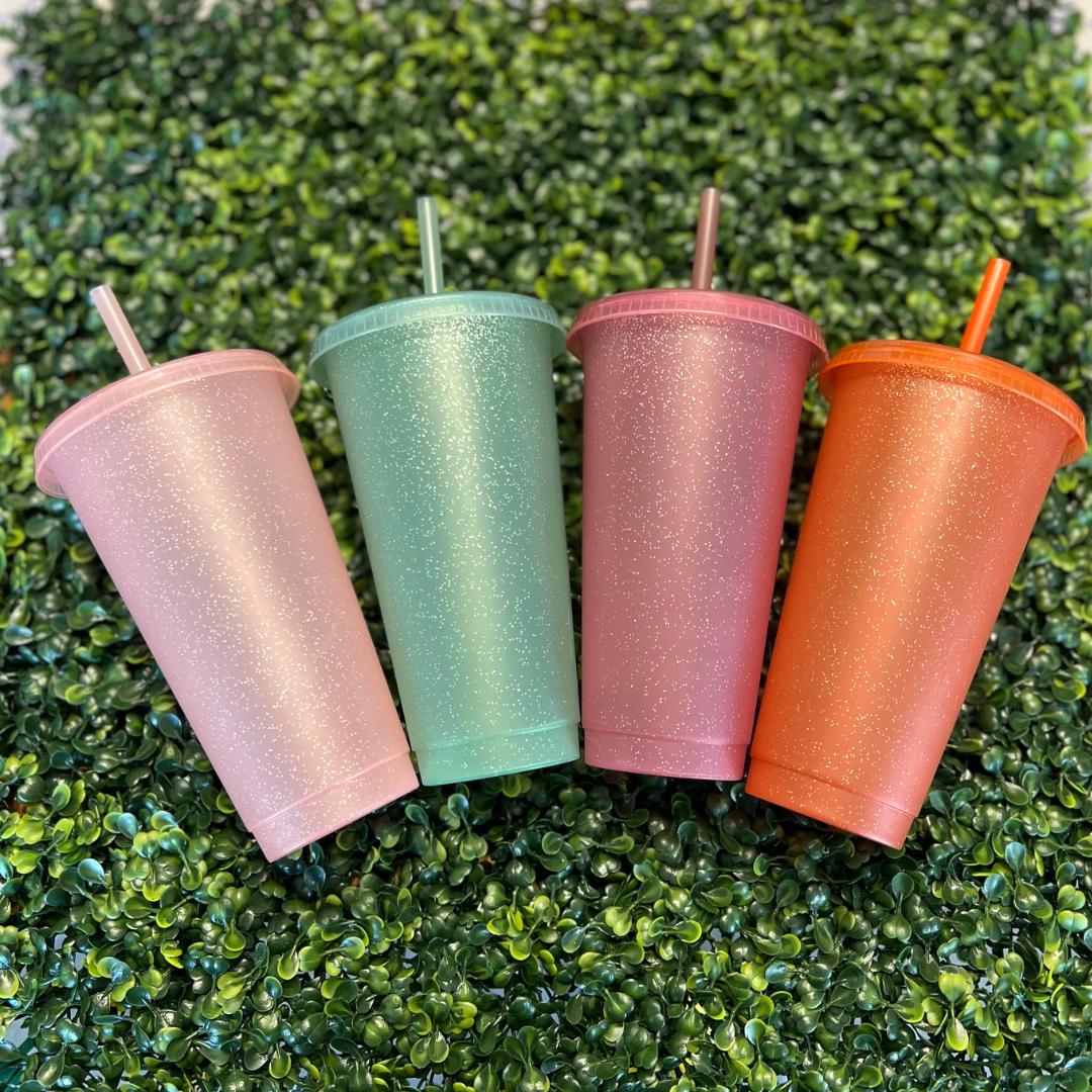 5 PACK - 16oz/24oz/25oz Plastic Blank Cold Cups With Lid and Straw - Craft Blanks - Cup Blanks