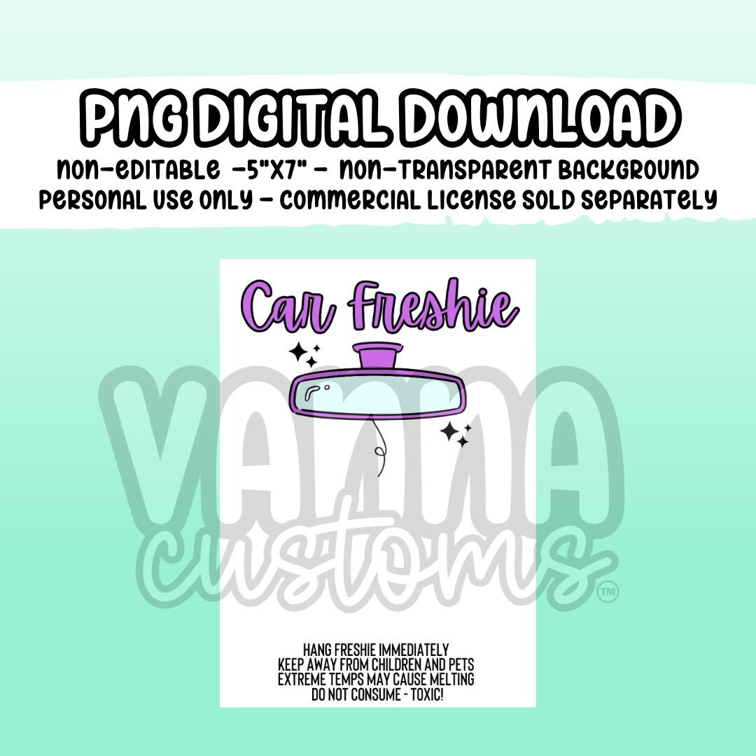 PNG DIGITAL DOWNLOAD Cursive Purple Car Freshie Care Package Insert ...