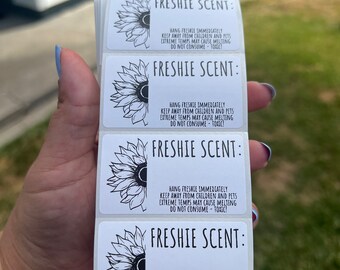 Half Sunflower Car Freshie Scent + Care 2.25"x1.25" Thermal Printed Labels
