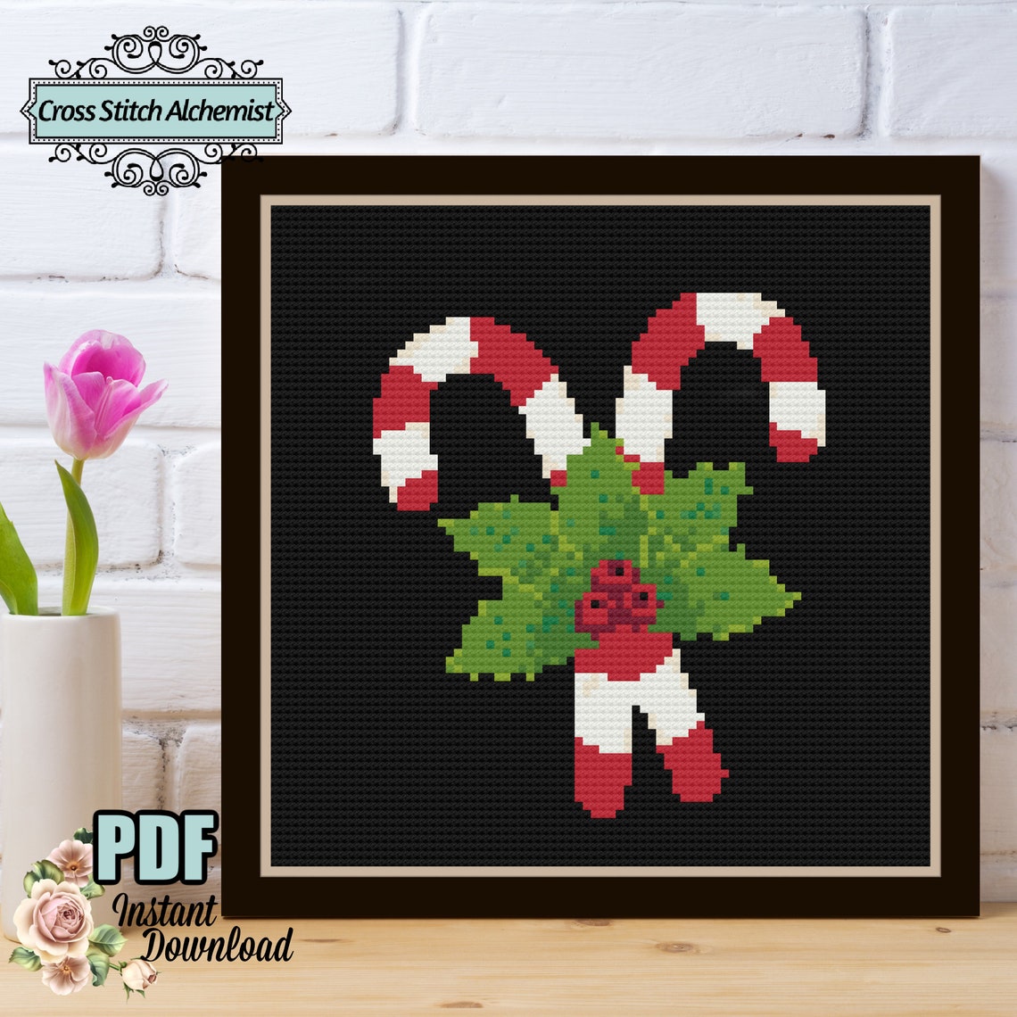 Christmas Candy Canes Ornament Counted Cross Stitch Pattern Etsy