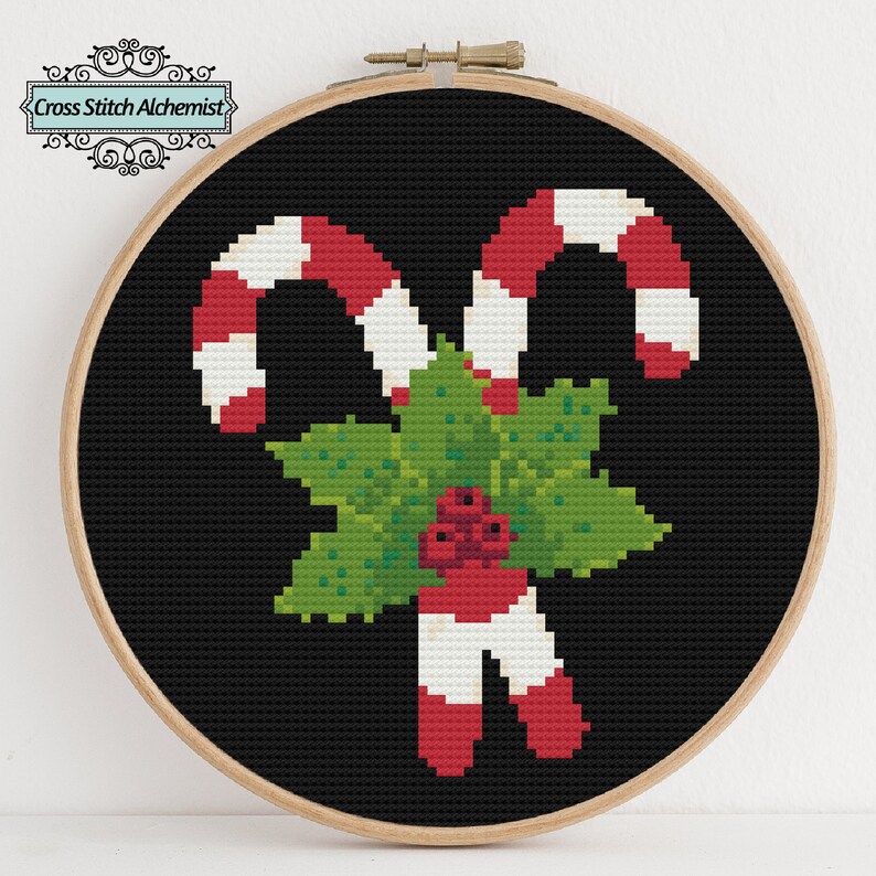 Christmas Candy Canes Ornament Counted Cross Stitch Pattern Etsy