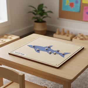 Montessori Shark Anatomy Puzzle | Wooden Knobbed Toy for Kids