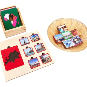 Continents and Their Landmarks Sorting Tiles | Animals of the World | Montessori Continents Animals | Animals of the World Continent