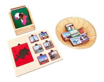 Continents and Their Landmarks Sorting Tiles | Animals of the World | Montessori Continents Animals | Animals of the World Continent