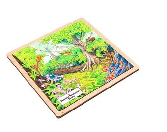 Tropical Rainforest Biome Puzzle | Animal Habitat Learning | Montessori Puzzles | Forest Biomes | Forest Learning | Forest Animals