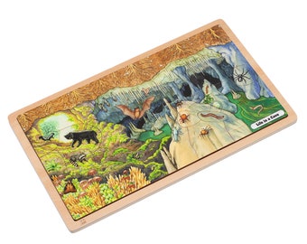 Life in a Cave Puzzle | Montessori Puzzles | Montessori Curriculum | Montessori Printable | Montessori Ecology Puzzles | Cave Animals