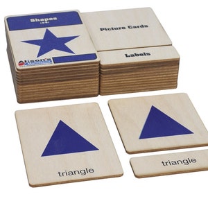 Geometric Shapes Wooden Nomenclature Cards - Montessori Materials - Geometric Shapes - Math Nomenclature Cards - Montessori Homeschooling