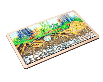 Casse-tête La vie dans le sol : matériaux Montessori en bois dessinés à la main