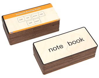 Montessori Compound Words Matching Tiles: Educational Language Materials for Early Learning & Homeschooling