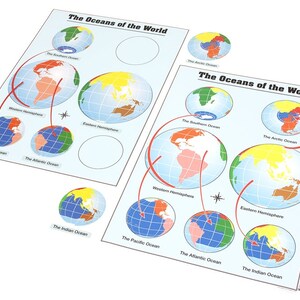 Oceans of the World Chart | Montessori Material | Montessori Geography | Educational Material