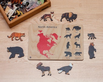 Wooden Animals of the Continents | Animals of the World | Montessori Continents | Animals of the World Continent