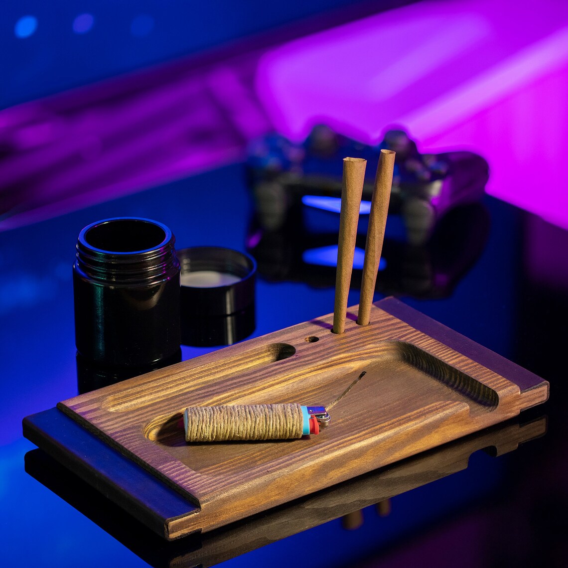 Large Wooden Stash Box Rolling Tray Kit for Herbs and Etsy