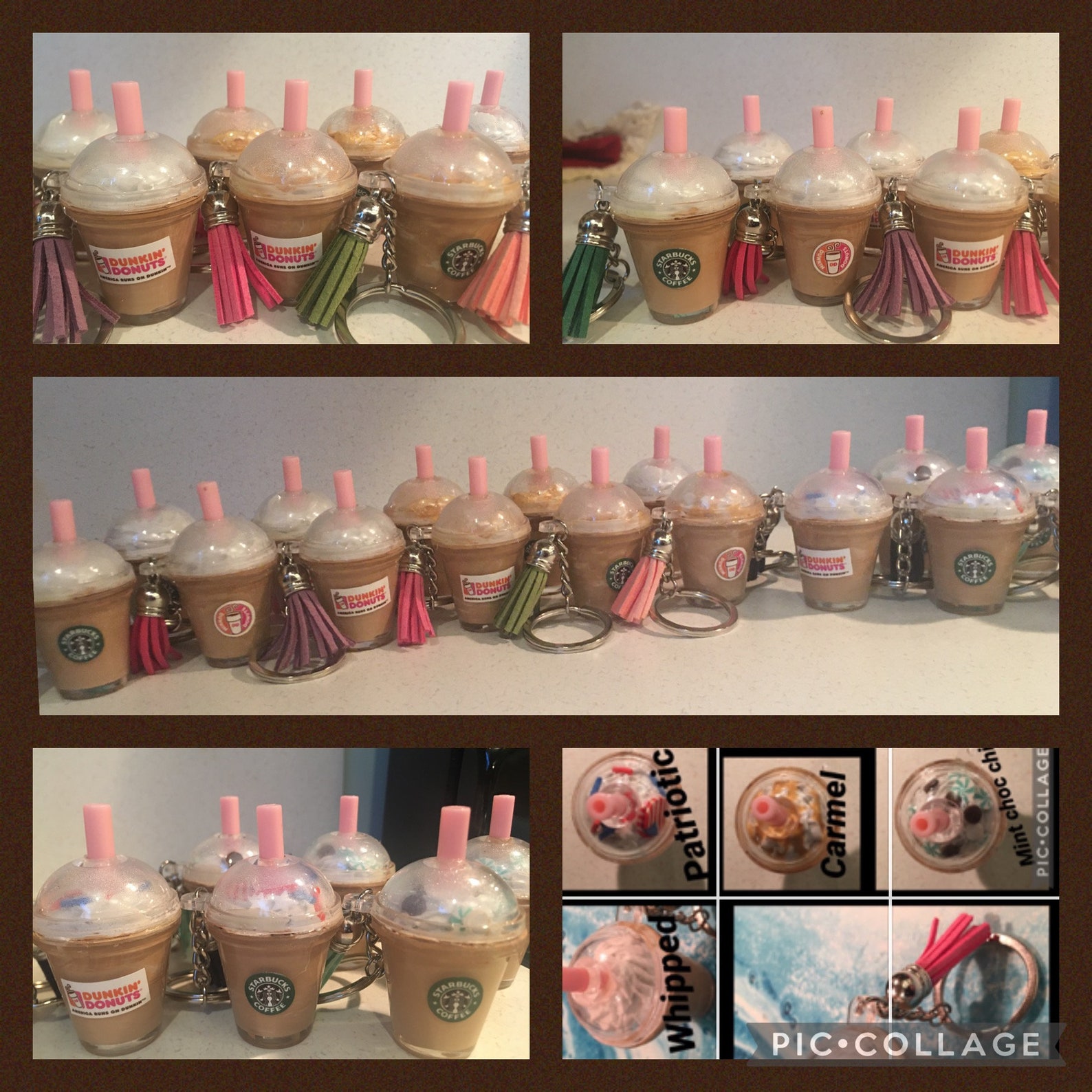 Starbucks keychain Dunkin Donuts keychain coffee keychain Etsy