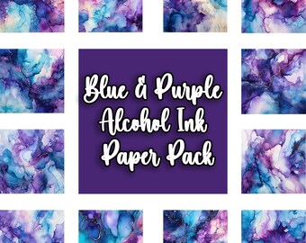 24 Blue & Purple Alcohol Ink Paper Pack! Alcohol Ink Paper Pack, Digital Paper, Alcohol Ink, Paper Pack