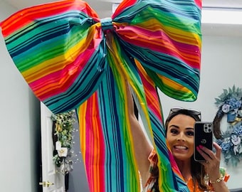 Easy Bow tutorial, No sew bow, How to make a large bow, Big Car Bow, Bow making tutorial, Barn bow, oversized mega bow, DIY tutorial