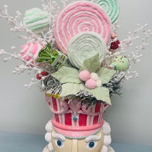 Whimsical Pink Nutcracker Centerpiece, Christmas Nutcracker Decoration, Candy Christmas decoration, kitchen decor, Christmas Gift