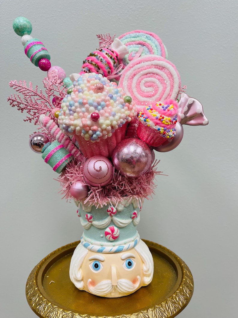 Whimsical Nutcracker Candyland Centerpiece, Pastel Christmas Table