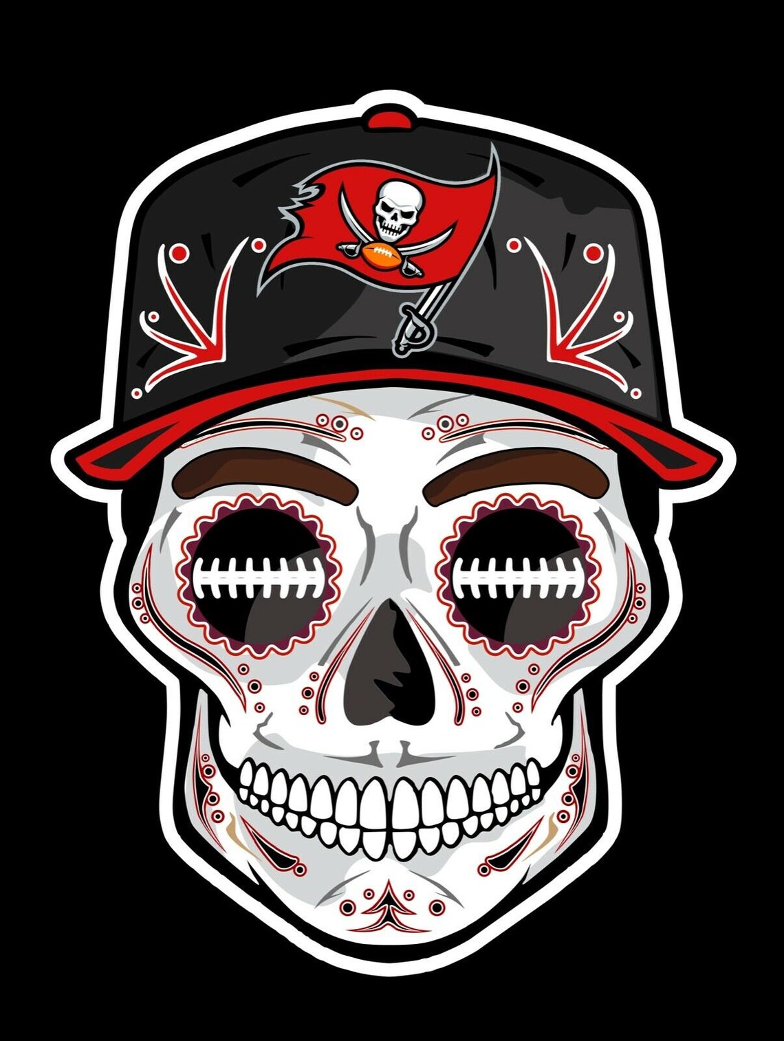 Tampa Bay Buccaneers Day Of The Dead Sugar Skull Vinyl Decal Etsy
