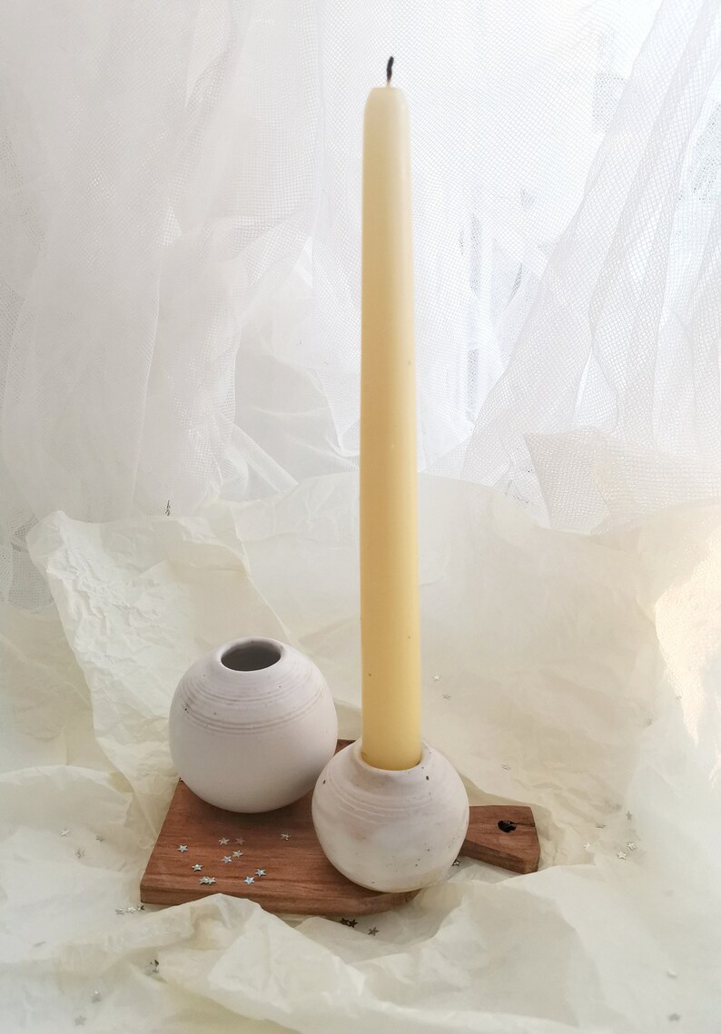 White ceramic taper candles holders for cozy home candlestick Etsy