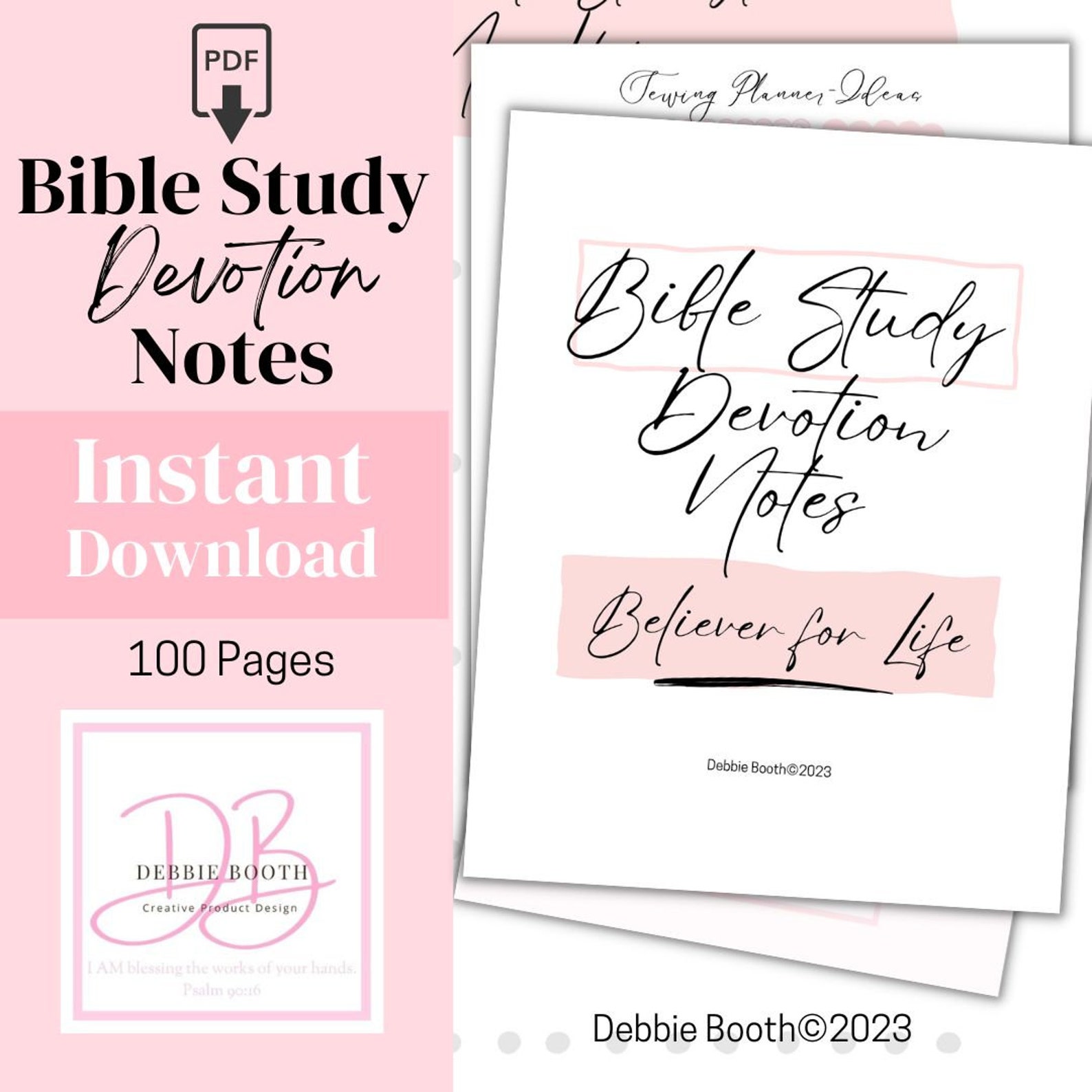 Bible Study and Devotion Notes Printable Pages Instant Download 99 ...