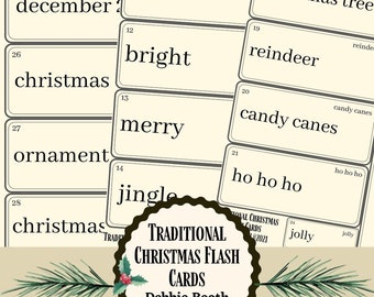 Traditional Christmas Flash Cards, Ephemera, Collage, Digital Download