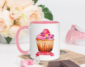 Tasse à café Cupcake mignonne avec couleur à l’intérieur