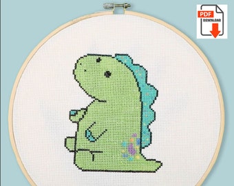 Digital Cross Stitch Pattern for Moriah Elizabeth&#39;s Pickle The Dinosaur.  Cross Stitch Pattern Download