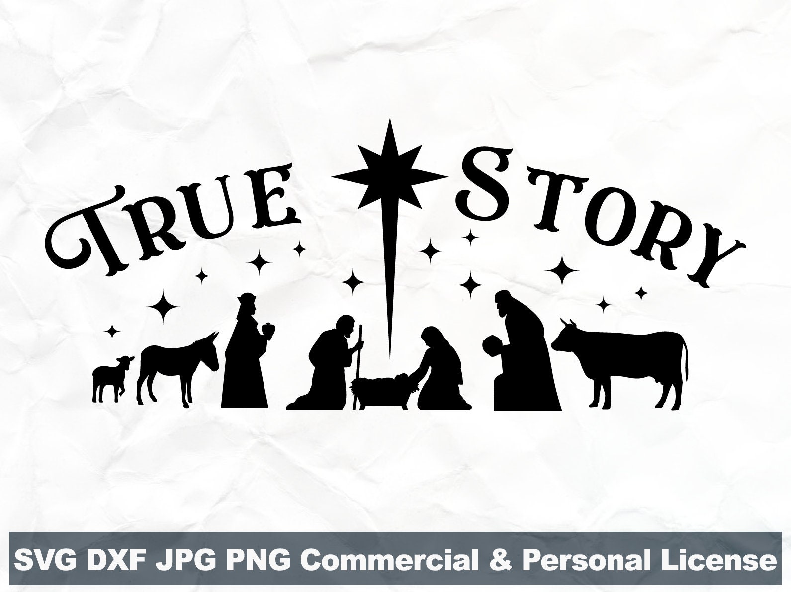 True Story Svg, Merry Christmas Svg, Nativity Scene Svg, Child is Born