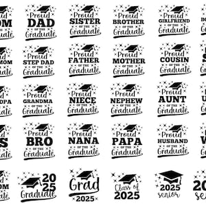 Stolze Mutter eines 2025 Graduate SVG, Senior 2025 SVG Bundle, Papa Bruder Schwester Oma Opa Familie SVG, Klasse von 2025 SVG