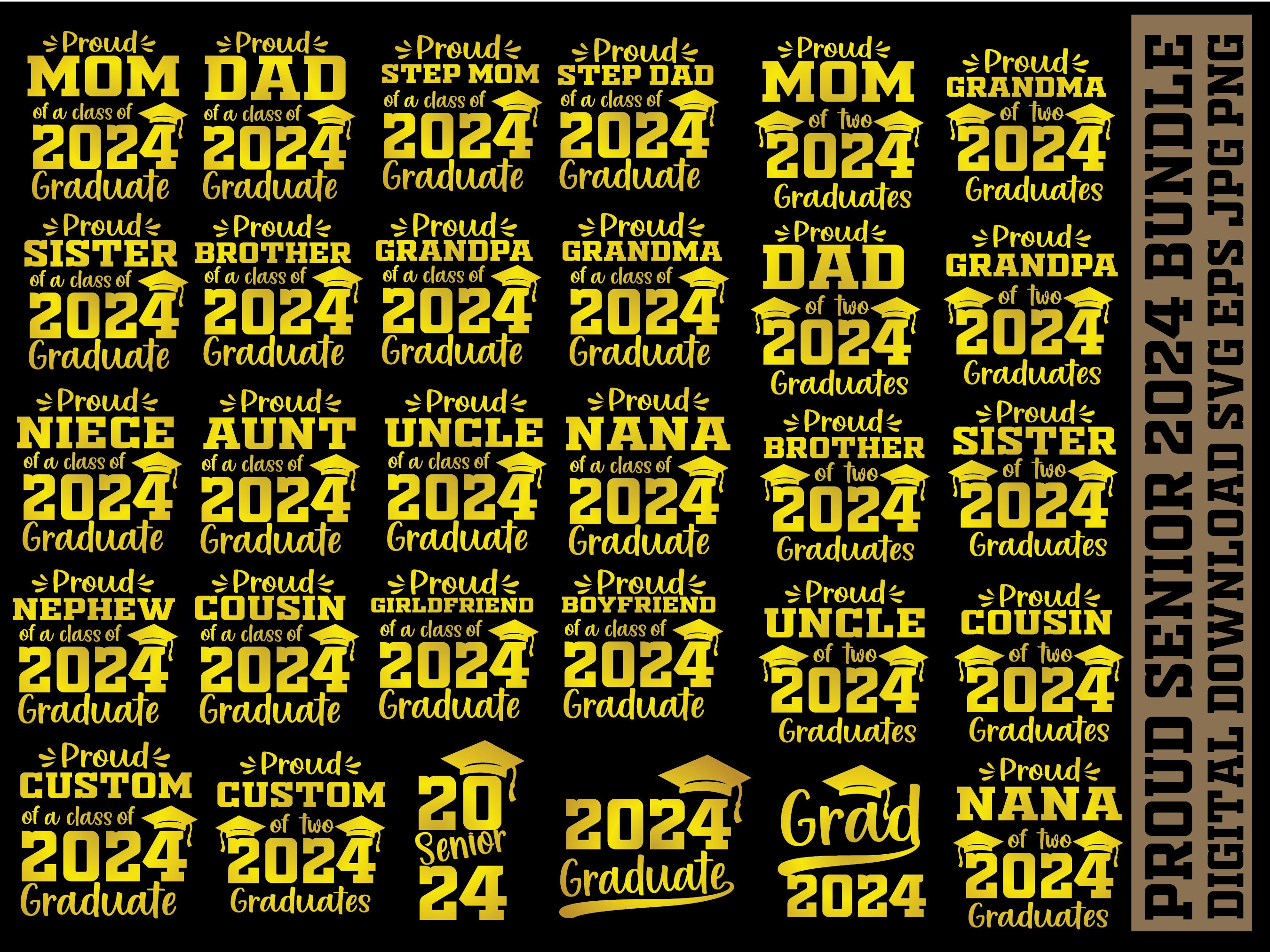 Stolz auf ein 2024 Graduate SVG, Graduation SVG Bundle, stolze Mutter eines  2024 Seniors, Graduation Shirt SVG, 2024 Grad SVG, stolze 2024 Familie, image size:2700x2025