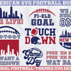 Svg football New York, football américain, svg le jour du match, svg football maman, décoration football, cadeau football svg, svg de fans de football