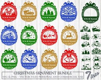 Christmas Ornament svg bundle, Merry Christmas svg, Believe svg, Christmas cut file, Christmas scene svg, Round ornament svg, Christmas png