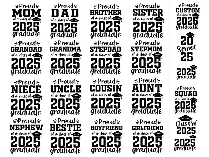 Proud Of A 2025 Graduate Svg, Graduation SVG Bundle, Graduation Shirt Design SVG, 2025 Grad SVG, Proud Family, Proud Mom of a 2025 Senior image 7