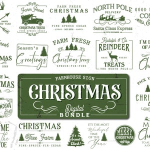 Farmhouse Sign Svg bundle, North Pole svg, Hot Cocoa svg, Farmhouse Sign Svg, Farm Fresh Svg, Christmas Trees Svg, Christmas Sign Svg bundle