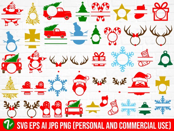 Christmas Frames Bundle SVG Files, Name Frame SVG, Split Name Frame svg, Christmas Monogram Bundle SVG Files, Christmas Monogram Svg, Bundle
