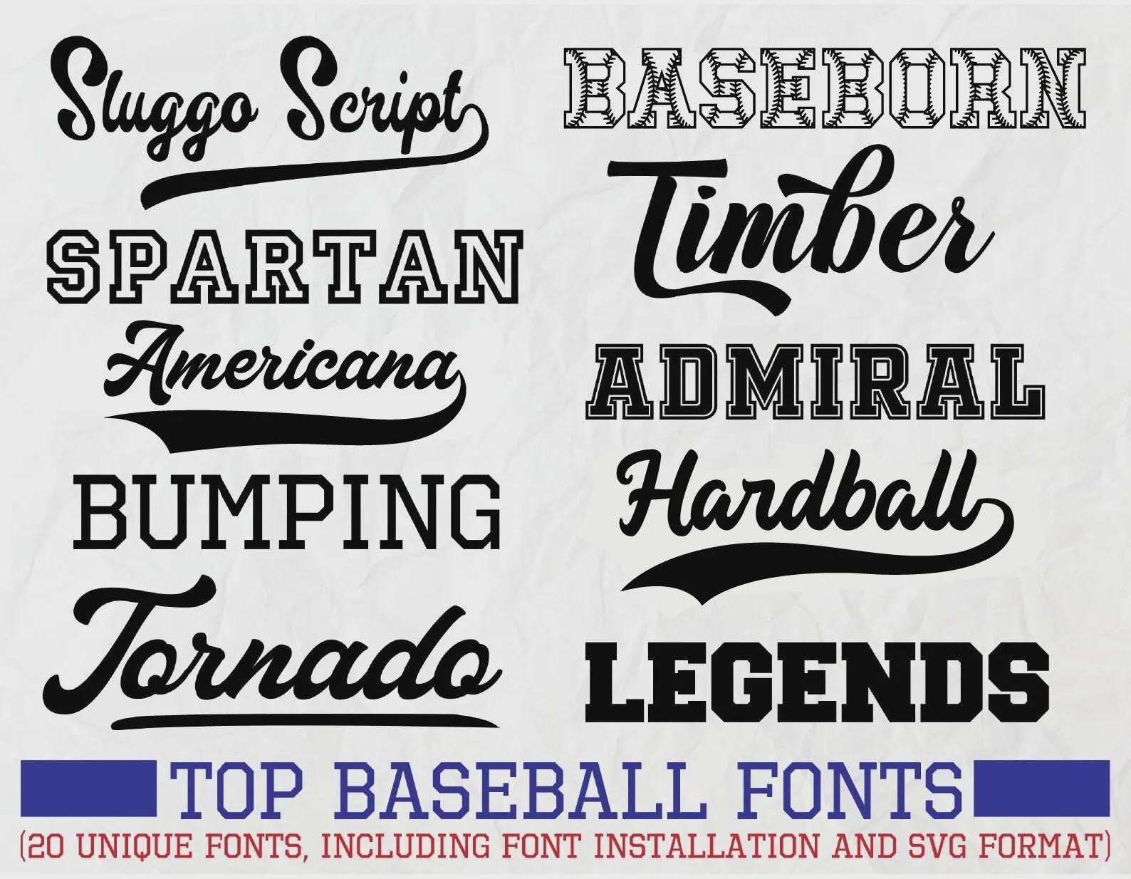 Baseball Font Bundle, Baseball Letters, 20 Baseball Fonts for Cricut ...