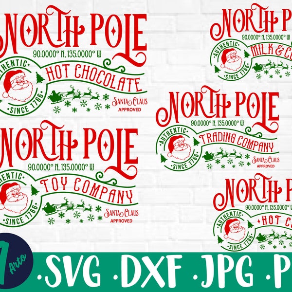 Bundle North Pole Svg, North Pole Hot Chocolate Svg, Santa Svg, Hot Cocoa North Pole, Christmas SVG,Winter,Christmas, svg eps dxf jpg vector