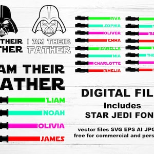 Ik ben hun vader Svg 2025, Happy Fathers Day, ik ben je vader Svg, grappig cadeau voor papa, Light Saber Svg, cadeau voor papa, beste vader, vader svg