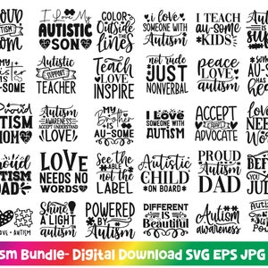 Autism 2025 SVG-paket, Autismmedvetenhetssvg, Inkludering är viktigt SVG, Advocate SVG, Pusselsvg, Neurodiversitet, Autismmammasvg Cricut