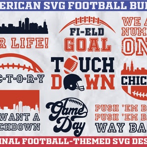 Chicago Football svg, Amerikaans voetbal svg, wedstrijddag svg, moeder voetbal svg, voetbal decor, voetbal cadeau svg, voetbalfans svg