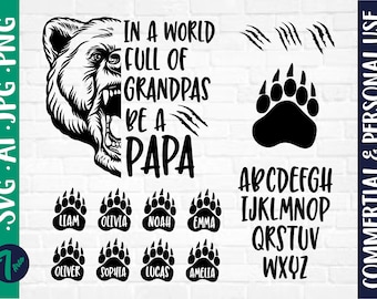 In A World Full Of Grandpas Be A Papa svg, Bär Papa Shirt svg, Vatertag, Geschenk für Papa, Geschenk für Papa, Vatertag 2024, Vatertagsshirt