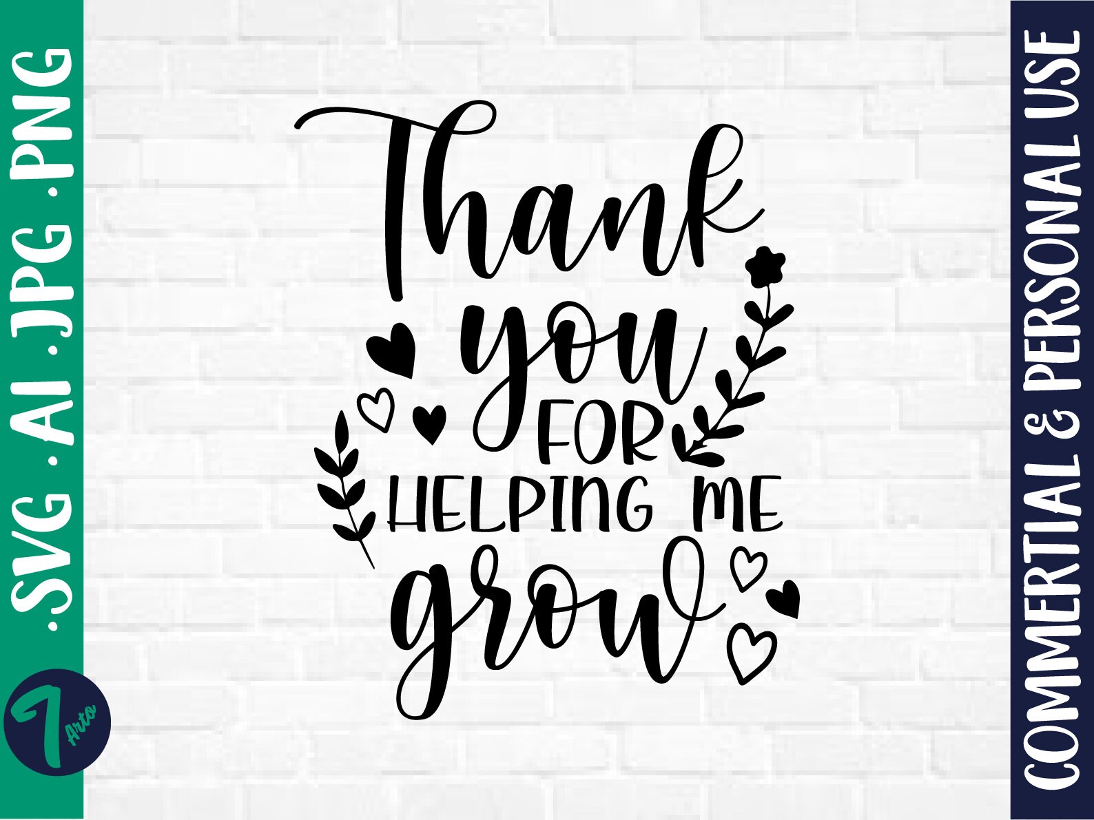 Thank You For Helping Me Grow Teacher Svg Teacher Etsy