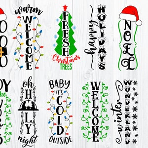 Allegri Segni di portico di Natale SVG, Porch Signs Bundle SVG, Christmas Porch Signs SVG, Segno Verticale svg, Natale Svg, Segno di Portico di benvenuto svg