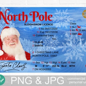 Santa Claus License PNG, Kerstmis, Noordpool, Santa's Lost Driver's License jpg, Santa png, Santa Claus Sleigh Flying Licence png jpg