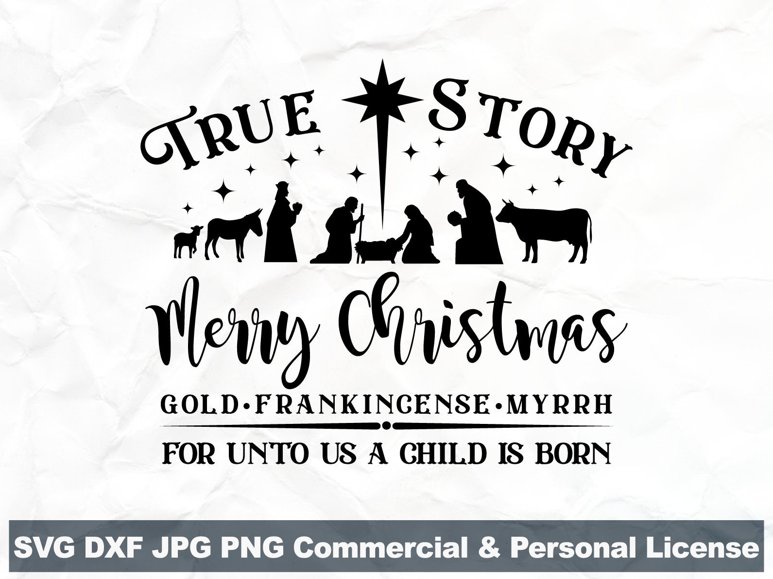 True Story Svg Merry Christmas Svg Nativity Scene Svg Child  Etsy