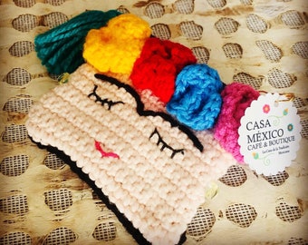 Frida inspired Crochet Coin Purse - Monedero artesanal - Handmade purse - Gift for women