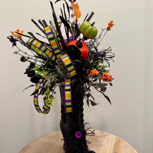 Halloween Centerpiece, Witch Boot Centerpiece, Halloween Table Centerpiece, Witch Boot Table Decor, Witch Shoe Centerpiece, Black Witch Boot