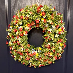 Wildflower Wreath for the Front Door, Wildflower Grapevine Door Wreath, Wildflower Floral Door Wreath, Wildflower Front Door Wreath